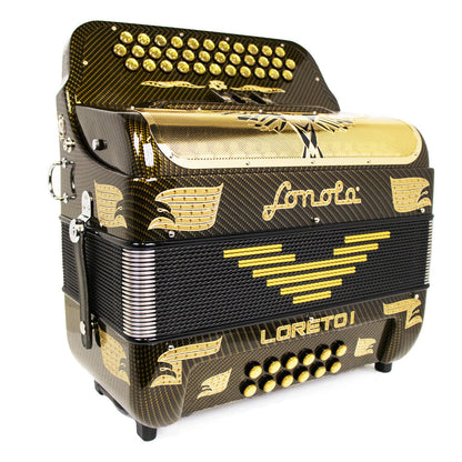 Sonola Loreto I Accordion 3 Switch GCF Carbon with Gold-accordion-Sonola- Hermes Music
