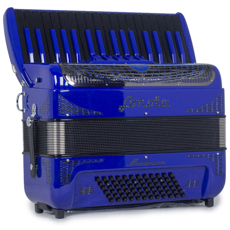 Sonola Maximum Piano Accordion 5 Switch Glossy Blue and Silver with Black Keys-accordion-Sonola- Hermes Music