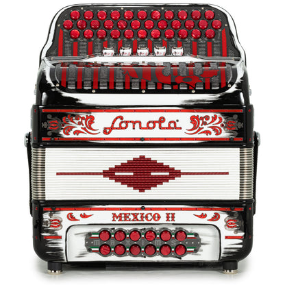 Sonola Mexico II Acordeón Ultra Compacto 5 Registros Mi Negro y Blanco con Rojo