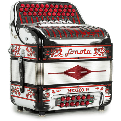 Sonola Mexico II Acordeón Ultra Compacto 5 Registros Mi Negro y Blanco con Rojo