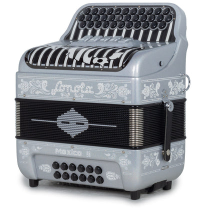 Sonola Mexico II Ultra Compact Accordion 5 Switch FBE Silver with White-accordion-Sonola-Hermes Music