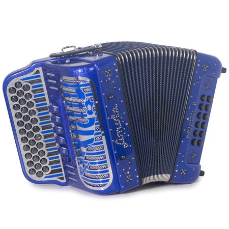 Sonola Mexico II Ultra Compact Accordion EAD 5 Switches Blue Glitter with Black-Accordions & Concertinas-Sonola- Hermes Music