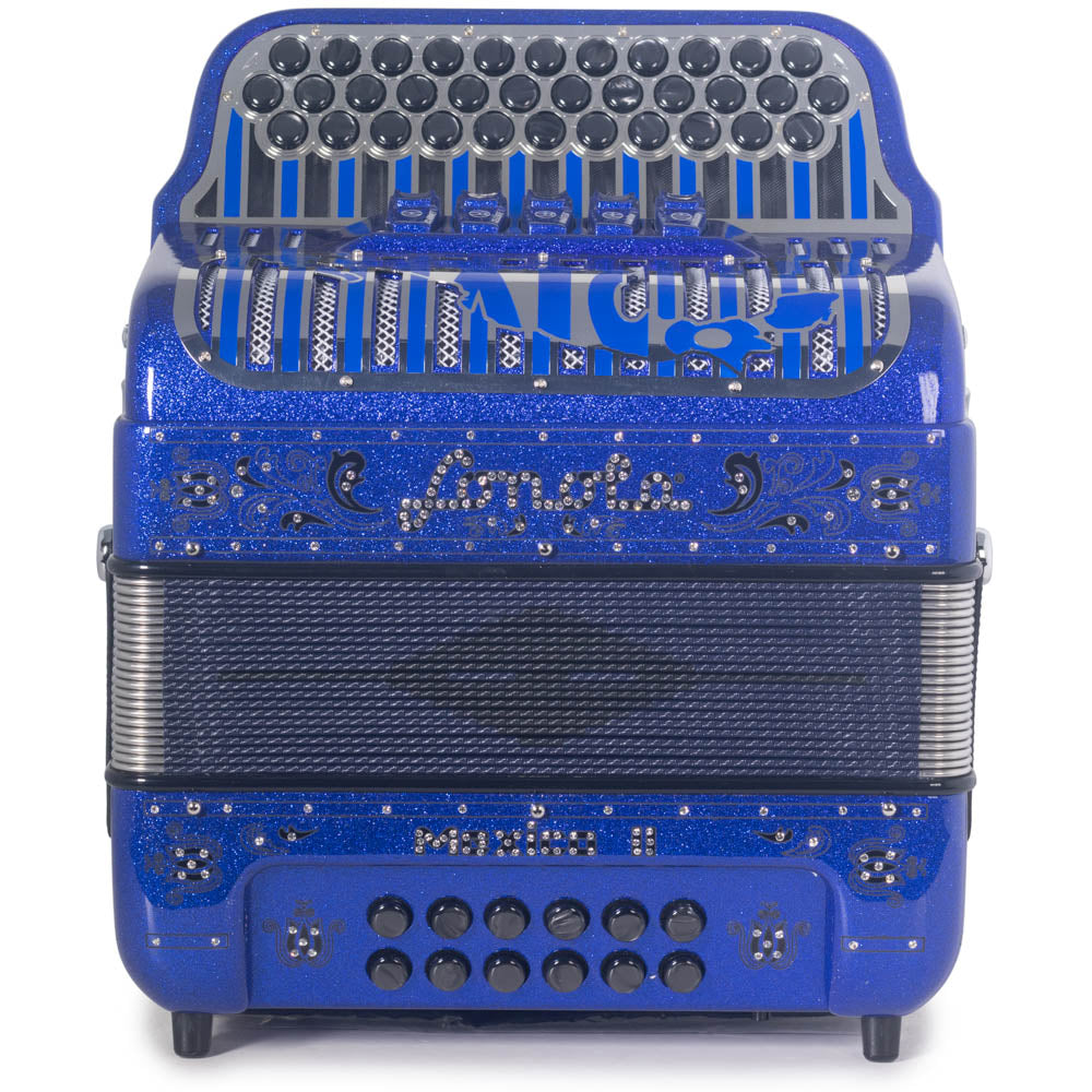 Sonola Mexico II Ultra Compact Accordion FBE 5 Switch Blue Glitter with Black-Accordions & Concertinas-Sonola- Hermes Music