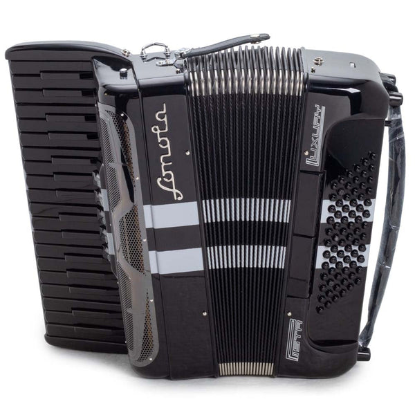 Sonola Pista Deluxe Piano Accordion 5 Switch Black with White and Black Keys-accordion-Sonola- Hermes Music