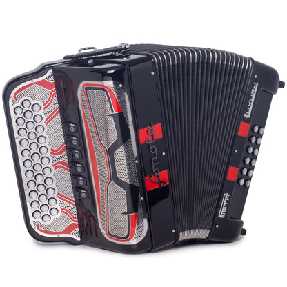 Sonola Pista Lux Accordion 6 Switch FBE/EAD Black with Red-accordion-Sonola- Hermes Music