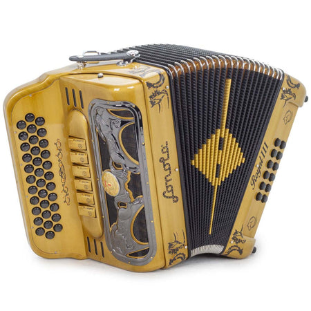 Sonola Royal III Accordion 6 Switch FBE/GCF Dark Gold with Black-accordion-Sonola- Hermes Music