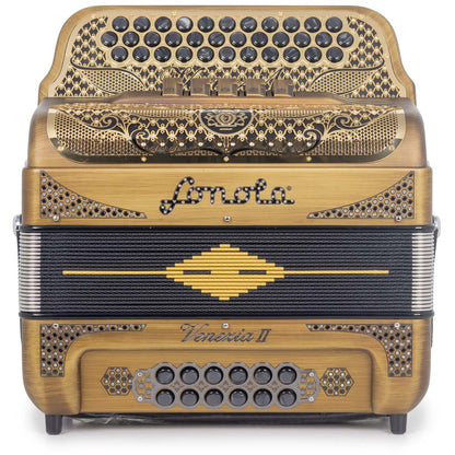 Sonola Venezia II Accordion 5 Switch FBE Matte Gold With Black-accordion-Sonola- Hermes Music