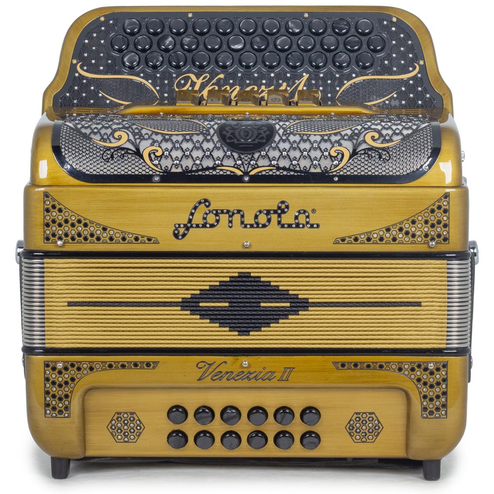 Sonola Venezia II Accordion 5 Switch GCF Gold with Black-accordion-Sonola-Hermes Music