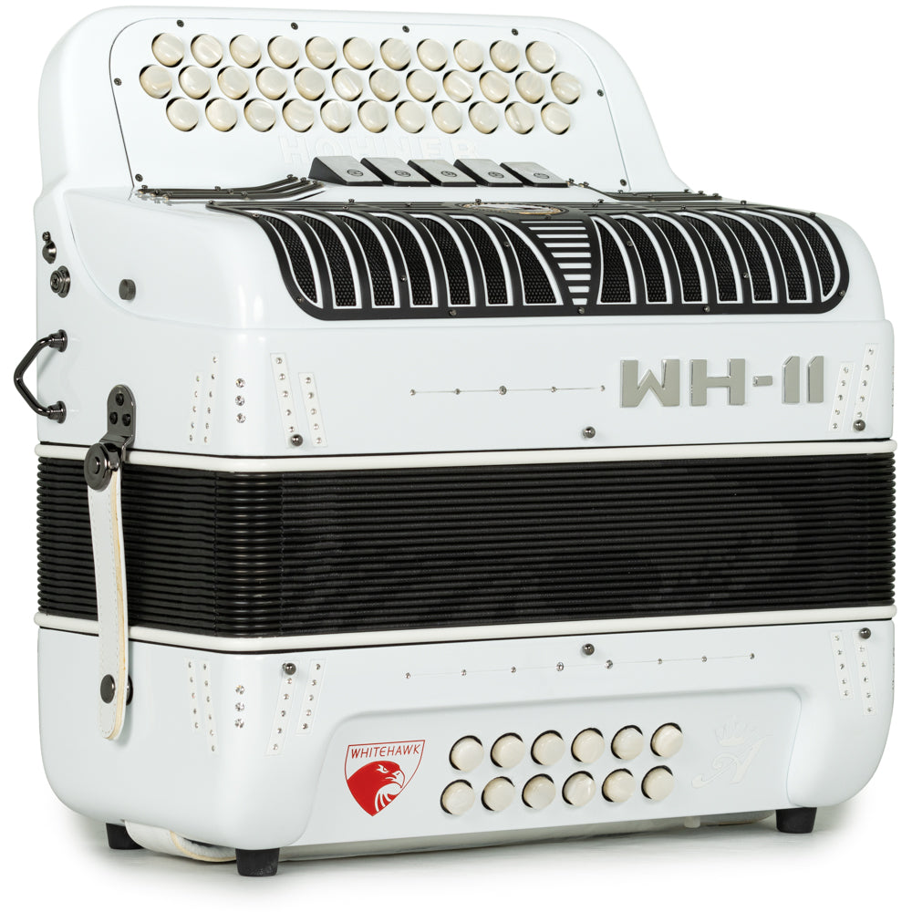 Hohner Anacleto White Hawk II Acordeon 5 Registros Fa Blanco Mate