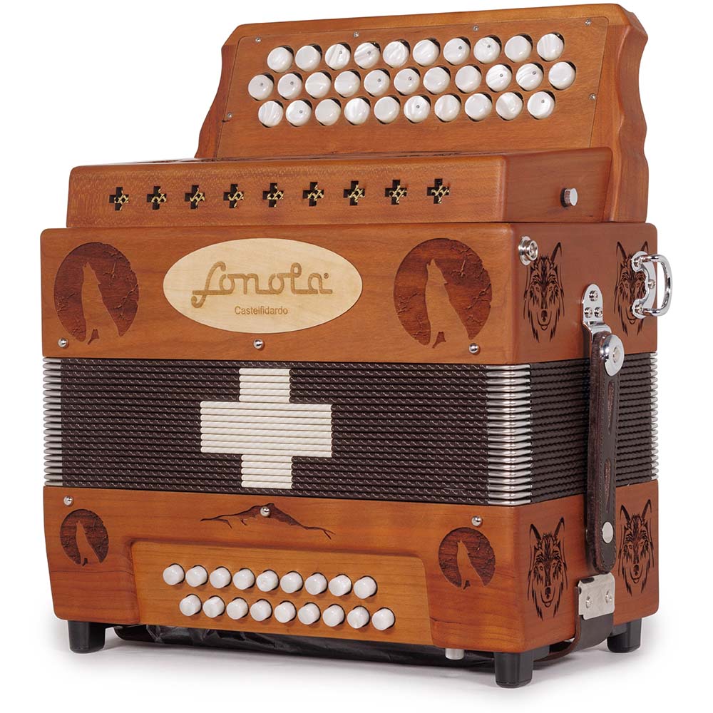 Sonola Lobo Acordeon de Madera Oscura FBE